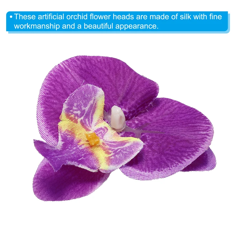 80Pcs 2.8" Artificial Silk Butterfly Orchid Flower Heads for DIY, Dark Purple