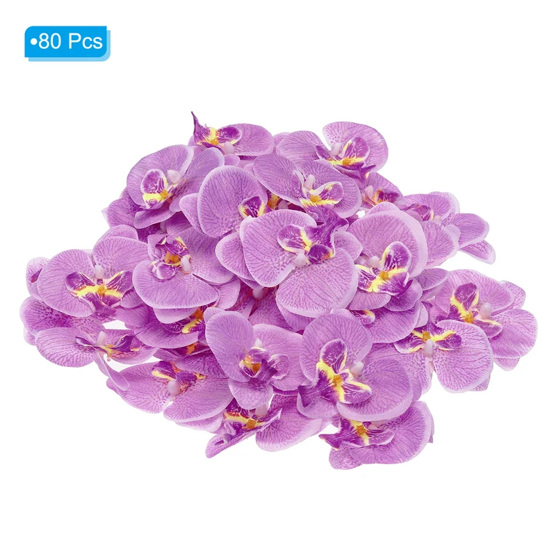 80Pcs 2.8" Artificial Silk Butterfly Orchid Flower Heads for DIY, Light Purple