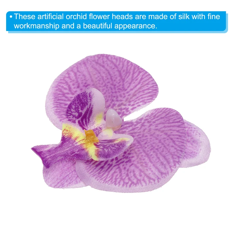 80Pcs 2.8" Artificial Silk Butterfly Orchid Flower Heads for DIY, Light Purple