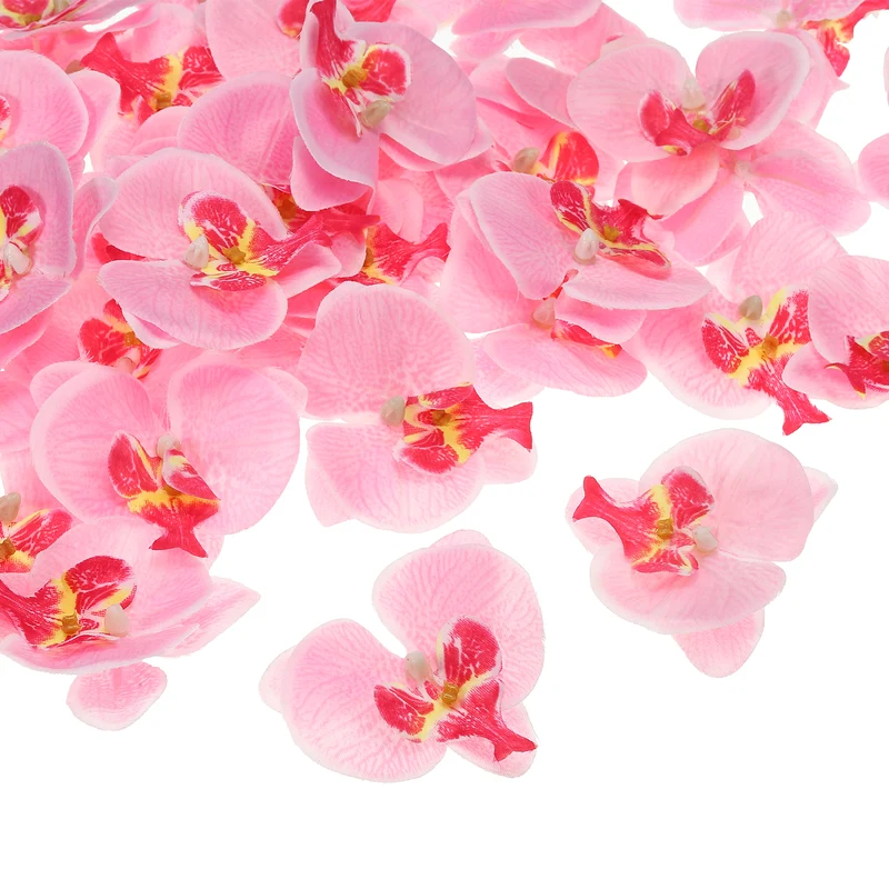 80Pcs 2.8" Artificial Silk Butterfly Orchid Flower Heads for DIY, Pink
