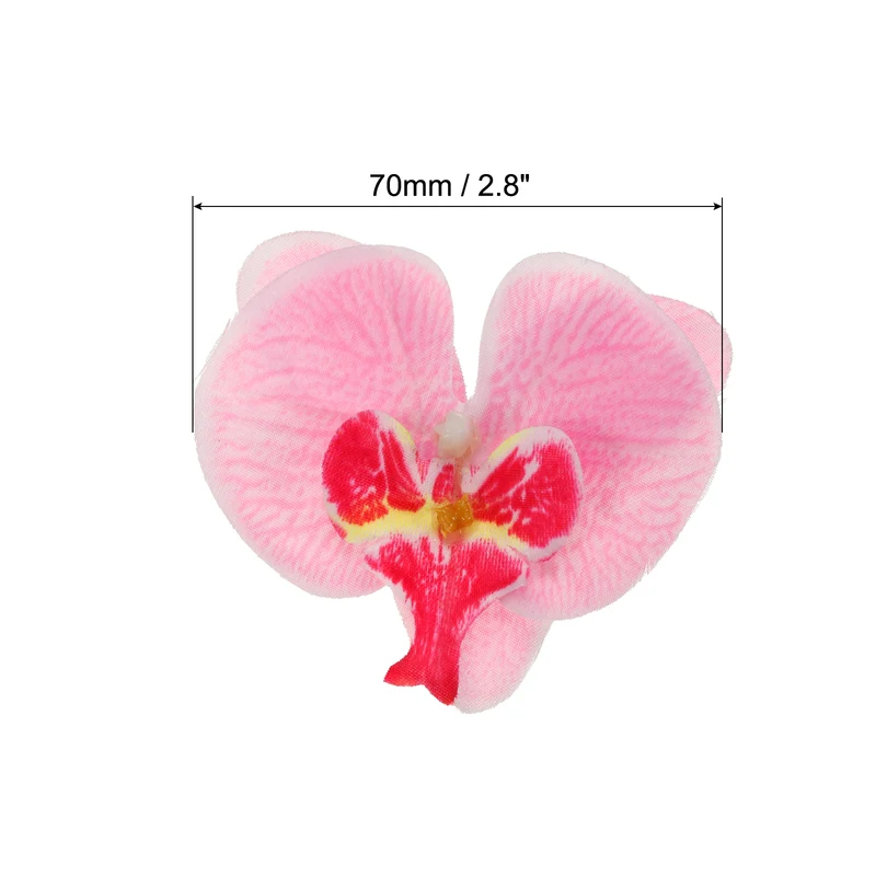 80Pcs 2.8" Artificial Silk Butterfly Orchid Flower Heads for DIY, Pink
