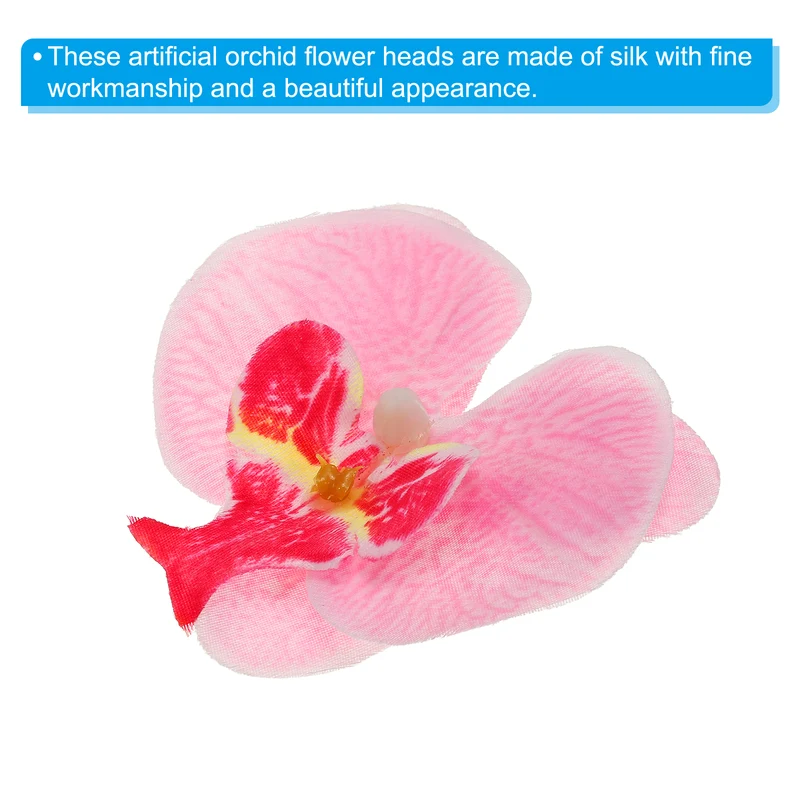 80Pcs 2.8" Artificial Silk Butterfly Orchid Flower Heads for DIY, Pink