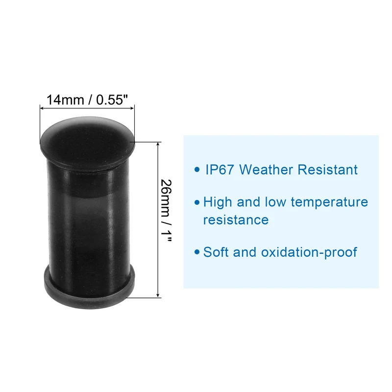 15Set Solar Connector Caps Weather Resistant IP67 26mm x 14mm, Blue, Black