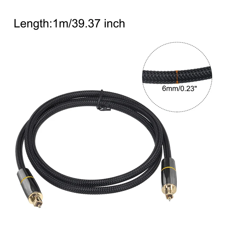 Fiber Optic Audio Cable Braided Digital Audio Optic Cable Nylon 3.3Ft for TV DVD