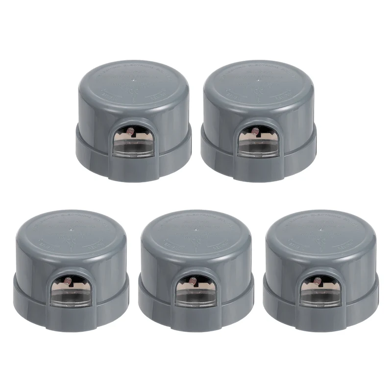 Twist Lock Dusk to Dawn Photocell Sensor for Outdoor Lights, Gray Pack of 5