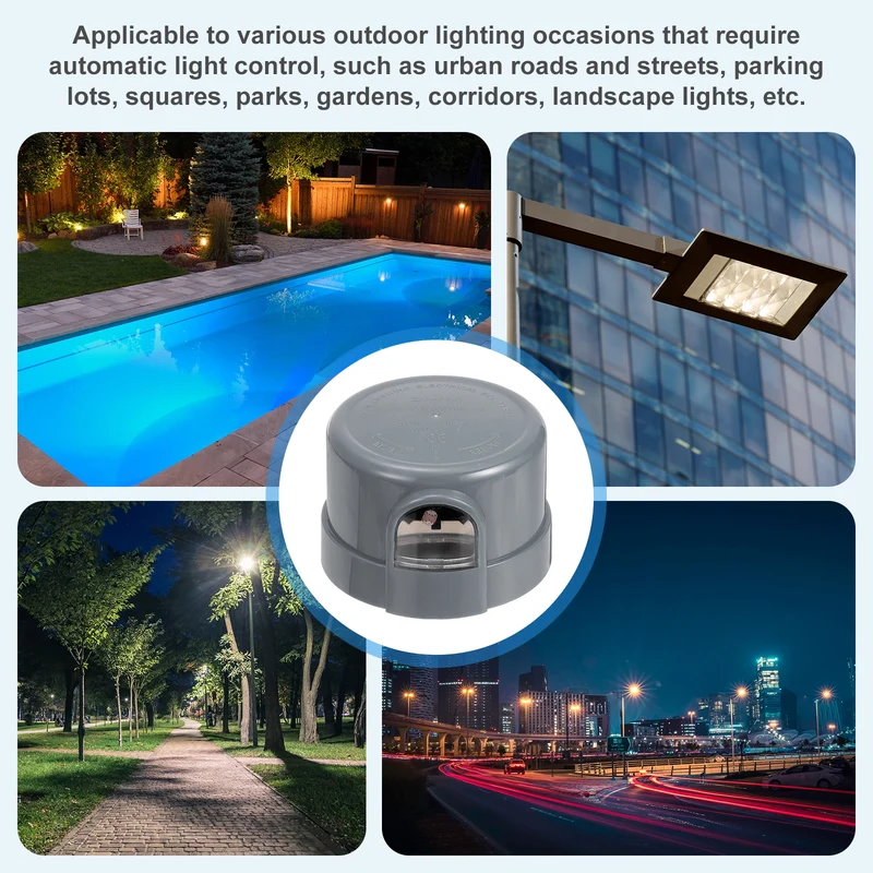 Twist Lock Dusk to Dawn Photocell Sensor for Outdoor Lights, Gray Pack of 5