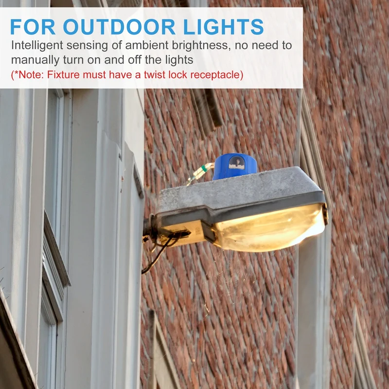 Twist Lock Dusk to Dawn Photocell Sensor for Outdoor Lights, Blue Pack of 5