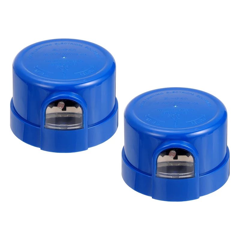 Twist Lock Dusk to Dawn Photocell Sensor for Outdoor Lights, Blue Pack of 2