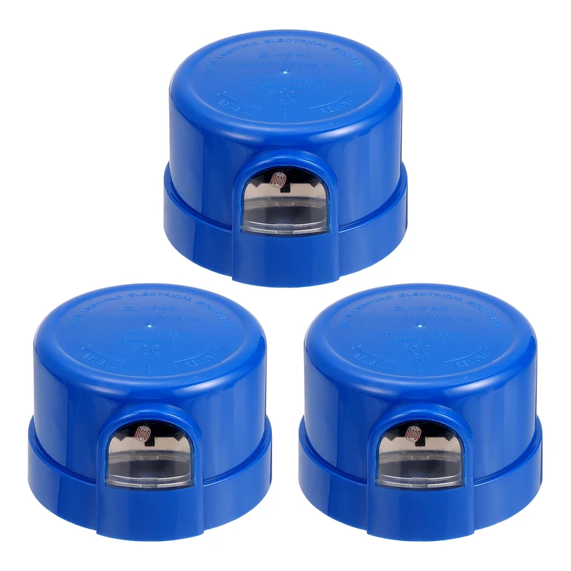 Twist Lock Dusk to Dawn Photocell Sensor for Outdoor Lights, Blue Pack of 3