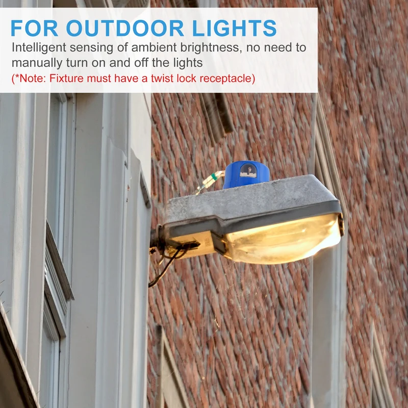Twist Lock Dusk to Dawn Photocell Sensor for Outdoor Lights, Blue Pack of 3