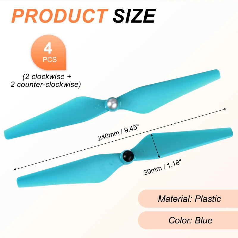 4Pcs 9Inch Plastic Propellers Self-Tightening for Phantom 3 Blue
