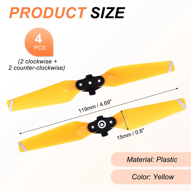 4Pcs 5 Inch Folding Propellers for Spark RC Quadcopter Yellow