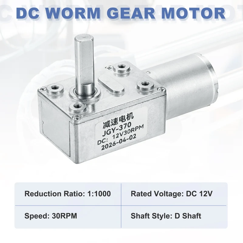 DC 12V 30RPM High Torque Worm Geared Motor JGY-370 Motor with Bracket Screws