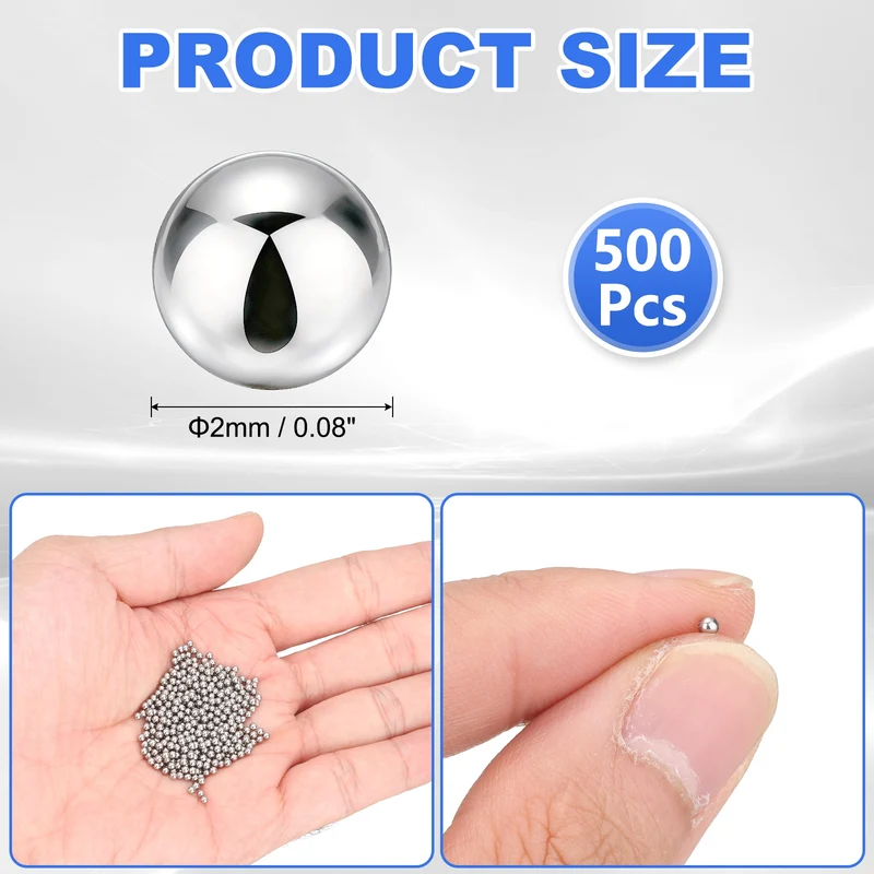 500-Pack Bearing Balls, 2mm 304 Stainless Steel G100 Metal Precision Balls