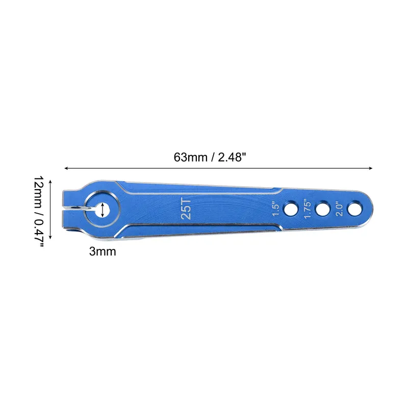 2 Pcs Aluminum Servo Horn Long 25T Steering Arm 63mm Length Dark Blue