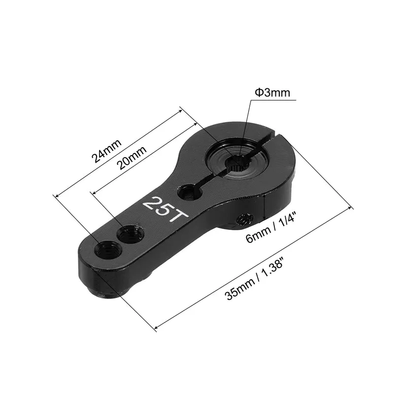 1 Pcs Metal Servo Horn 25T Steering Arm 35mm Length Black