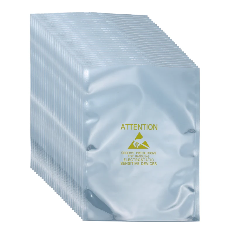 100 Pcs Anti Static Bags Shielding Bag 6.3" x 9.1" Open Top, Silver Gray