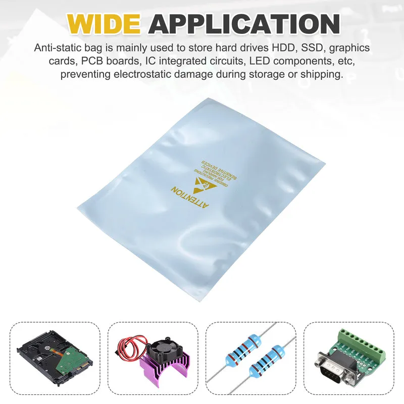 100 Pcs Anti Static Bags Shielding Bag 5.9" x 7.9" Open Top, Silver Gray