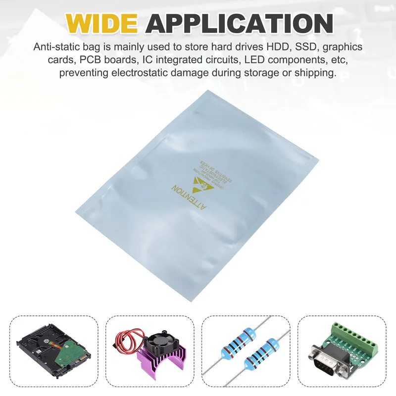 100 Pcs Anti Static Bags Shielding Bag 4.3" x 5.9" Open Top, Silver Gray