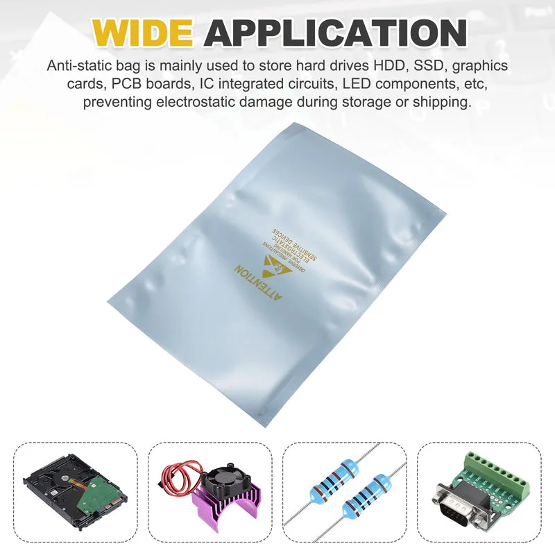 100 Pcs Anti Static Bags Shielding Bag 3.9" x 5.9" Open Top, Silver Gray