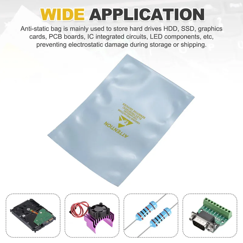 100 Pcs Anti Static Bags Shielding Bag 3.1" x 4.7" Open Top, Silver Gray