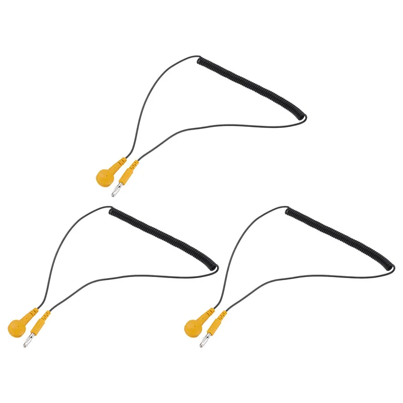 ESD Grounding Cable Cord 180cm/71",Lantern Tip + Buckle 3 Pcs(Black+Yellow)