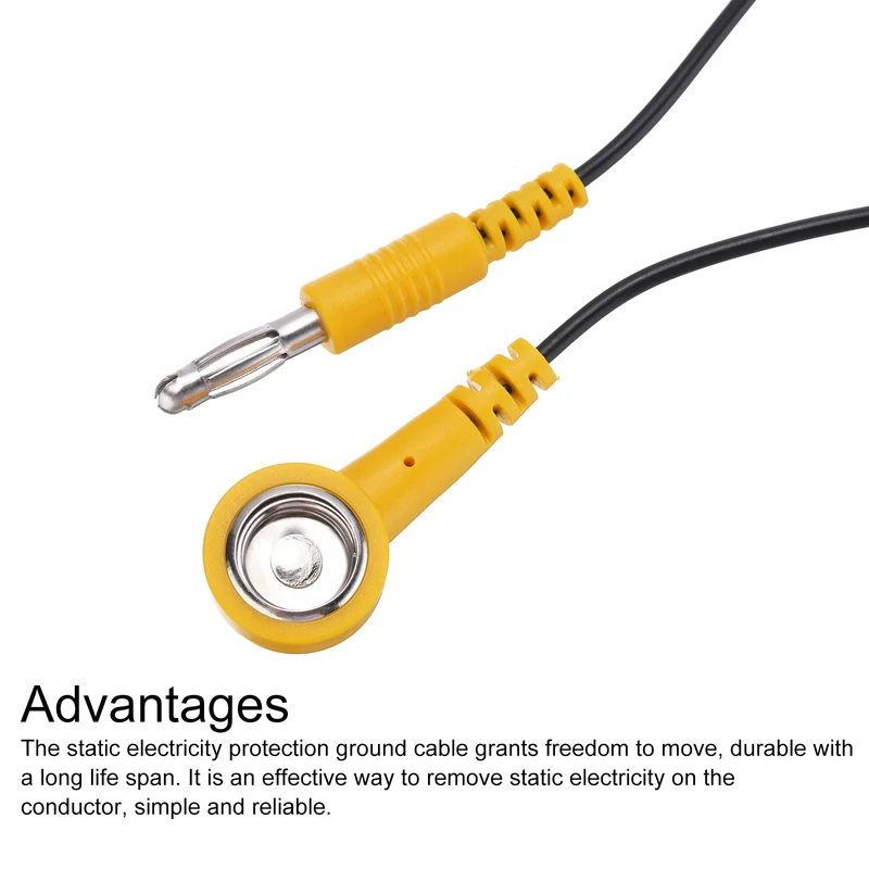 ESD Grounding Cable Cord 180cm/71",Lantern Tip + Buckle 3 Pcs(Black+Yellow)