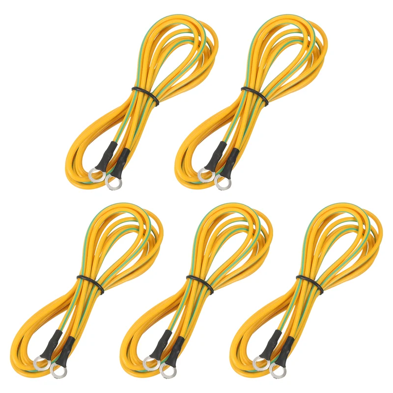 ESD Grounding Cable Cord 250cm/98.43 Inch Yellow,Green,5 Pcs