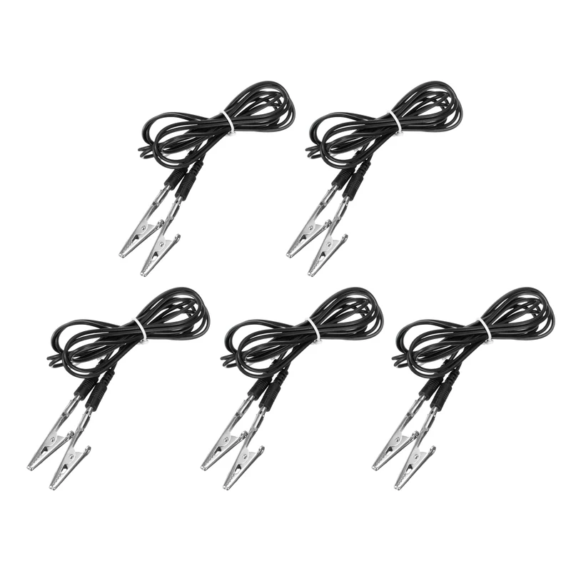 ESD Grounding Cable Cord with Alligator Clip 180cm/70.87 Inch Black,5 Pcs