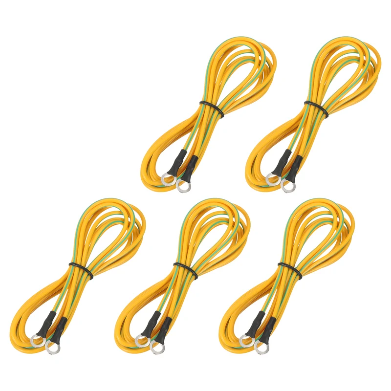 ESD Grounding Cable Cord 180cm/70.87 Inch Yellow,Green,5 Pcs
