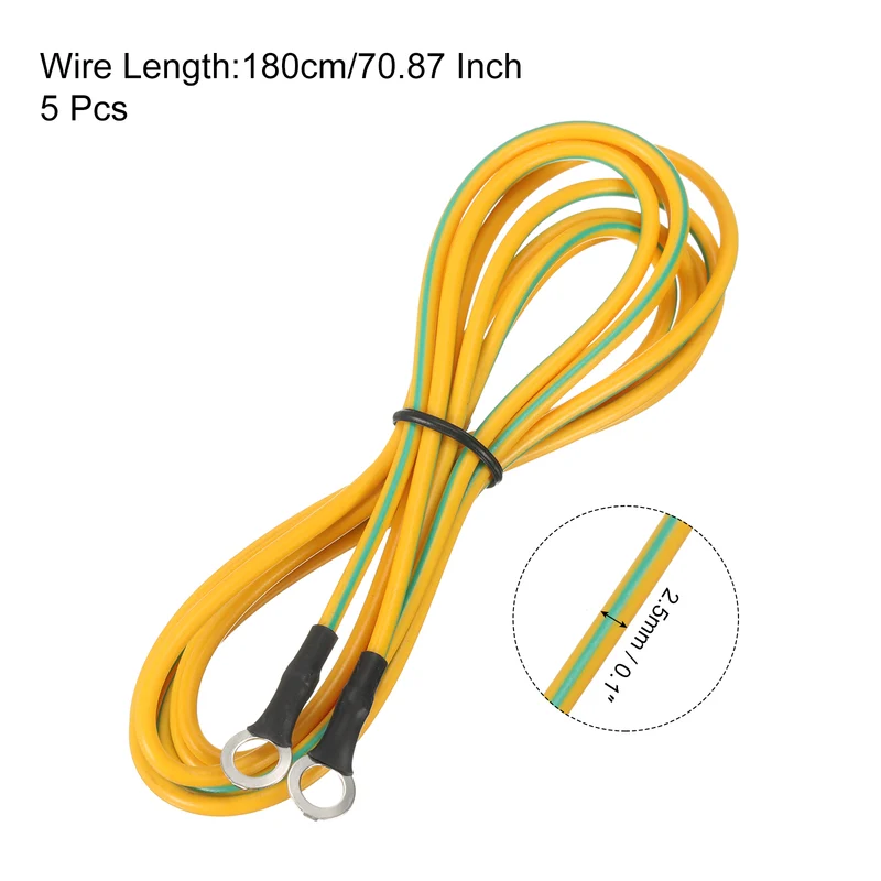 ESD Grounding Cable Cord 180cm/70.87 Inch Yellow,Green,5 Pcs