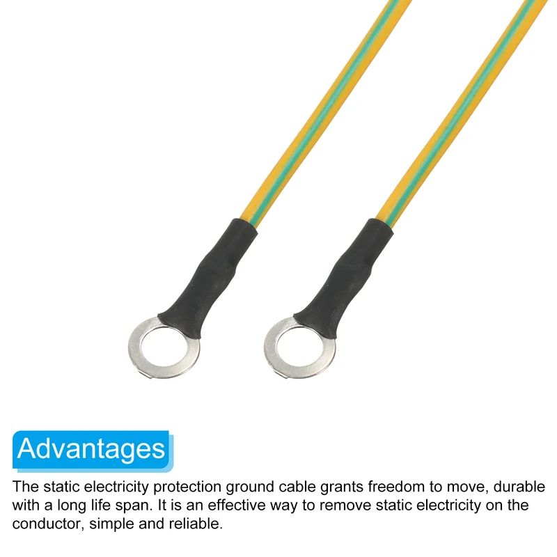 ESD Grounding Cable Cord 180cm/70.87 Inch Yellow,Green,5 Pcs