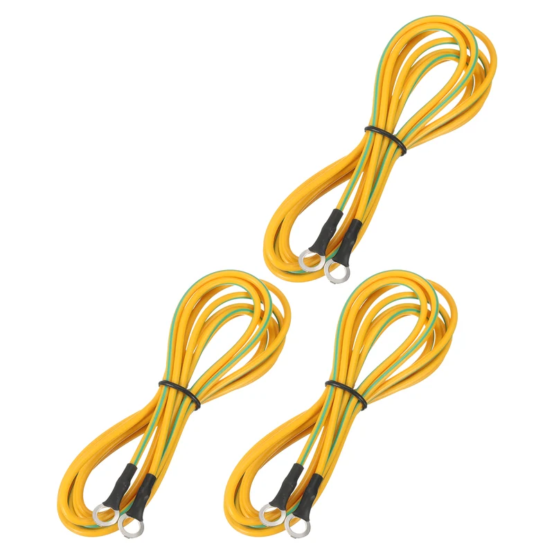 ESD Grounding Cable Cord 250cm/98.43 Inch Yellow,Green,3 Pcs