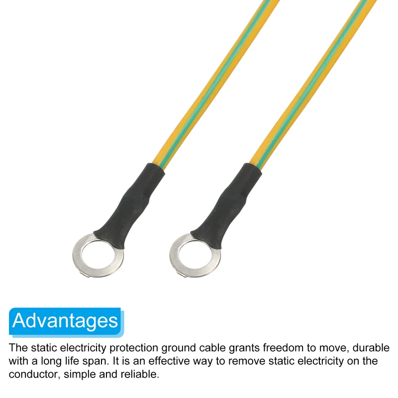 ESD Grounding Cable Cord 250cm/98.43 Inch Yellow,Green,3 Pcs