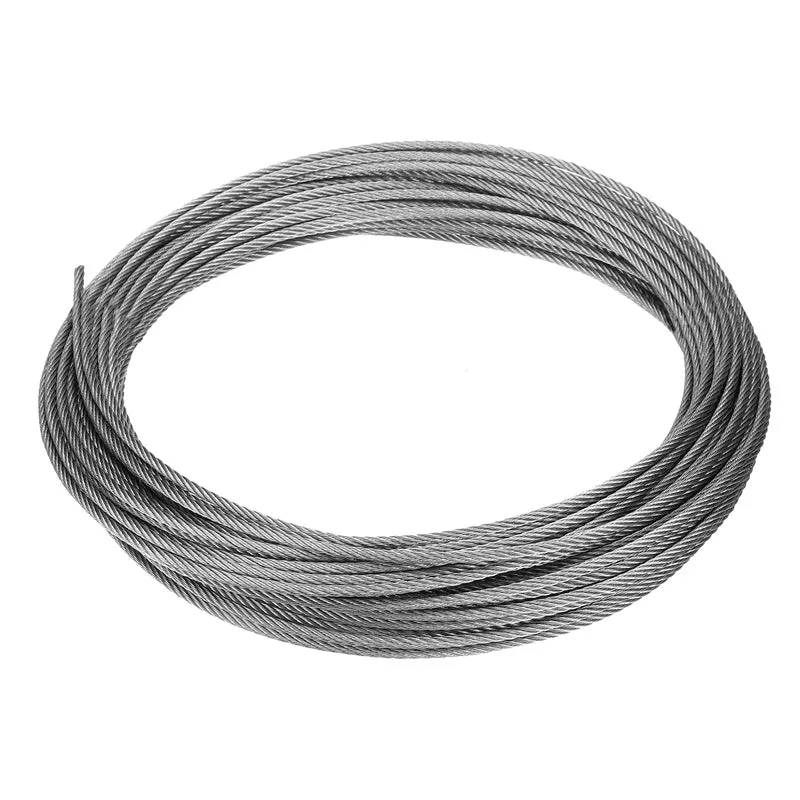 1/8" (3mm) 66ft (21m) 304 Stainless Steel Cable Wire Rope 7 x 7 Strands