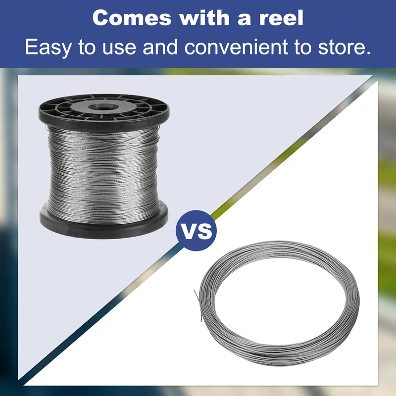 1/32" 1000ft 304 Stainless Steel Cable Wire Rope with Reel 7 x 7 Strands