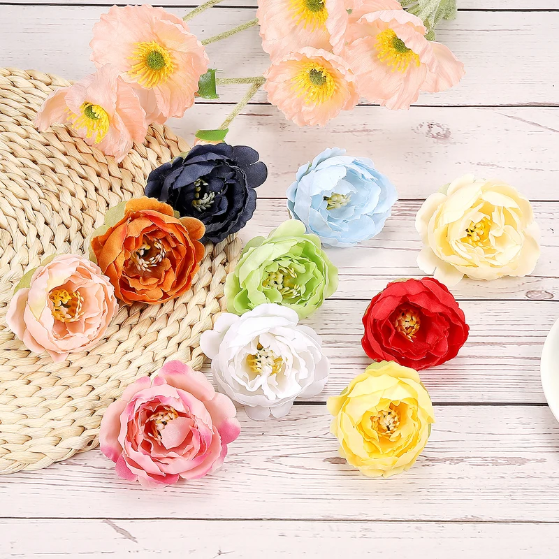 15Pcs Artificial Flower Head Fake Flowers Heads Bulk Silk Peony Heads Lemon