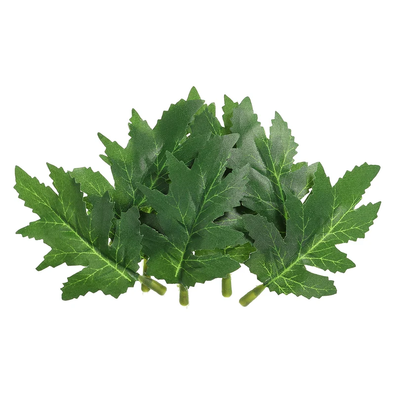 50Pcs 3.1x2" Artificial Green Leaves Bulk Greenery Fake Chrysanthemum Leaves