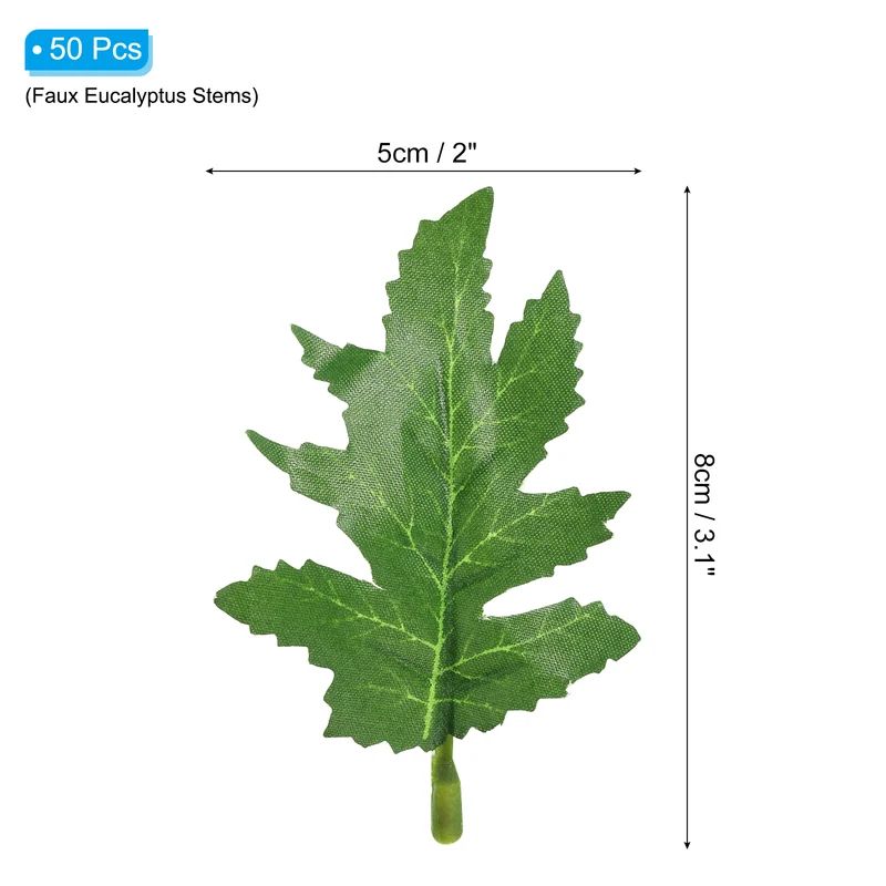 50Pcs 3.1x2" Artificial Green Leaves Bulk Greenery Fake Chrysanthemum Leaves