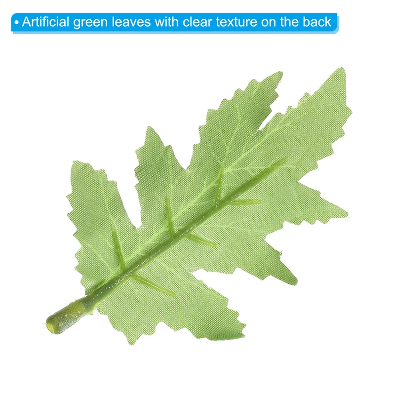 50Pcs 3.1x2" Artificial Green Leaves Bulk Greenery Fake Chrysanthemum Leaves
