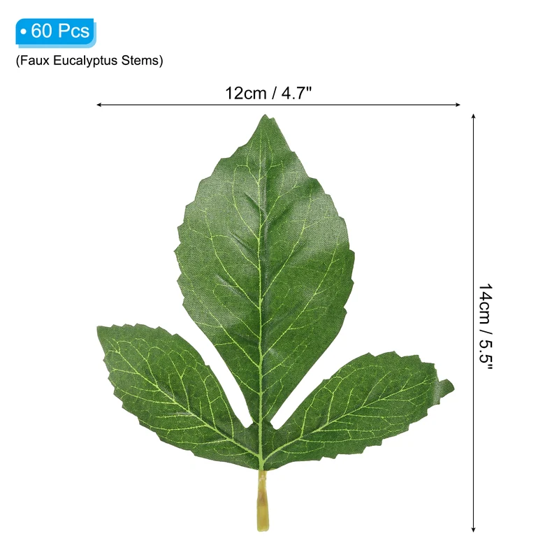 60Pcs 5.5x4.7" Artificial Green Leaves Bulk Greenery Fake Dahlia Leaves