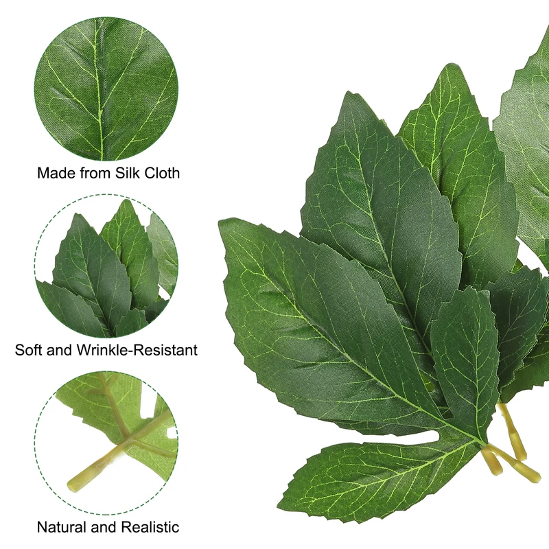 60Pcs 5.5x4.7" Artificial Green Leaves Bulk Greenery Fake Dahlia Leaves