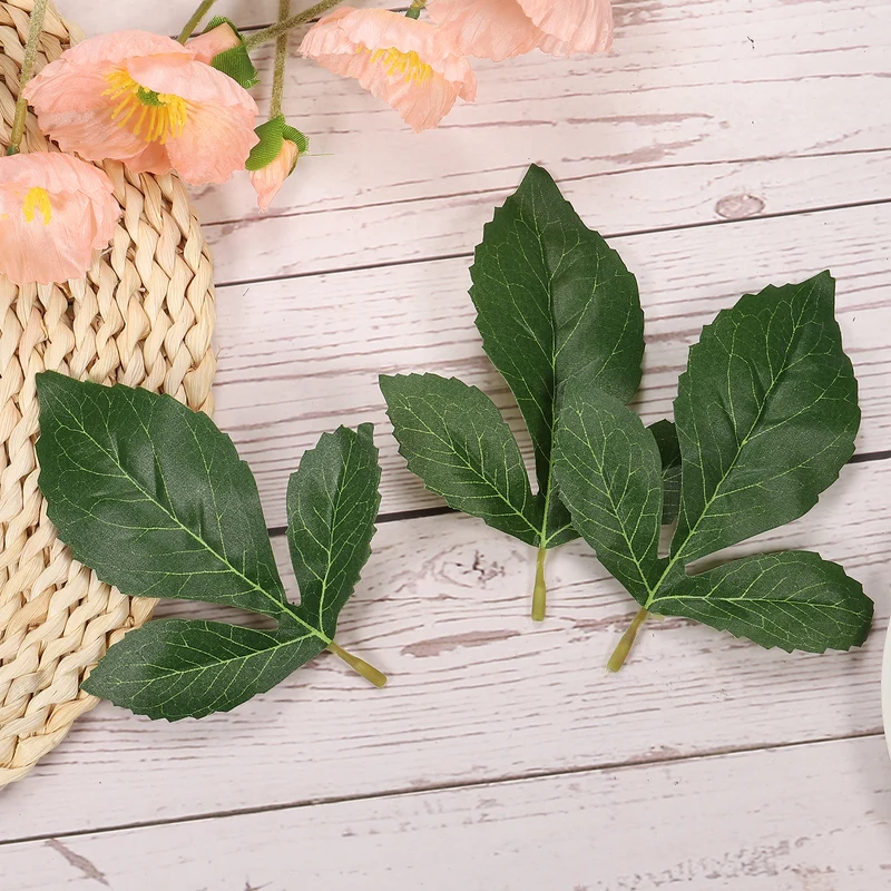 60Pcs 5.5x4.7" Artificial Green Leaves Bulk Greenery Fake Dahlia Leaves