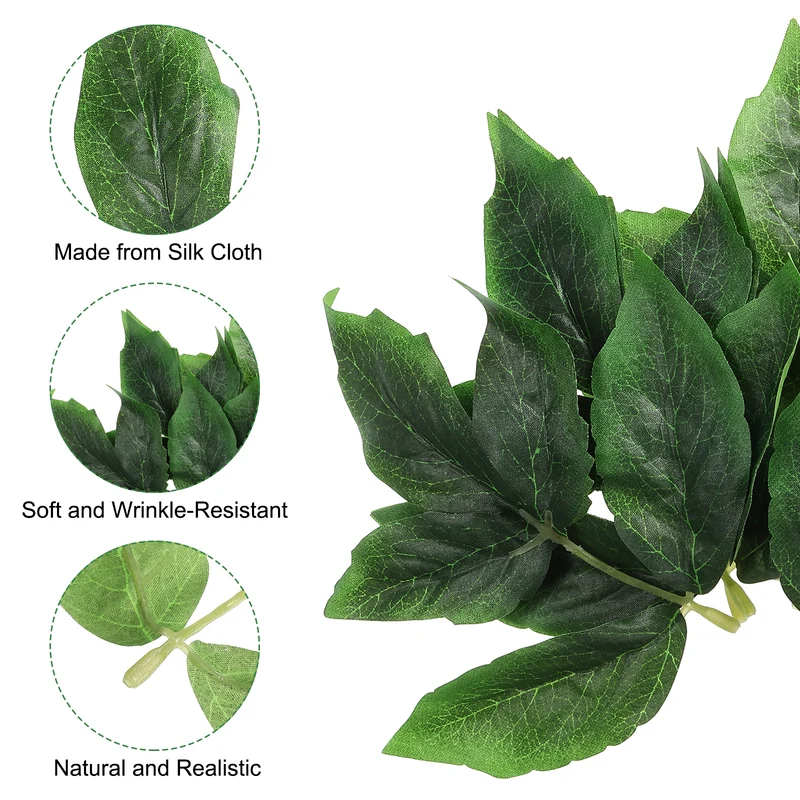 30Pcs 6.3"x7.5" Artificial Green Leaves Bulk Greenery Fake Peony Leaves
