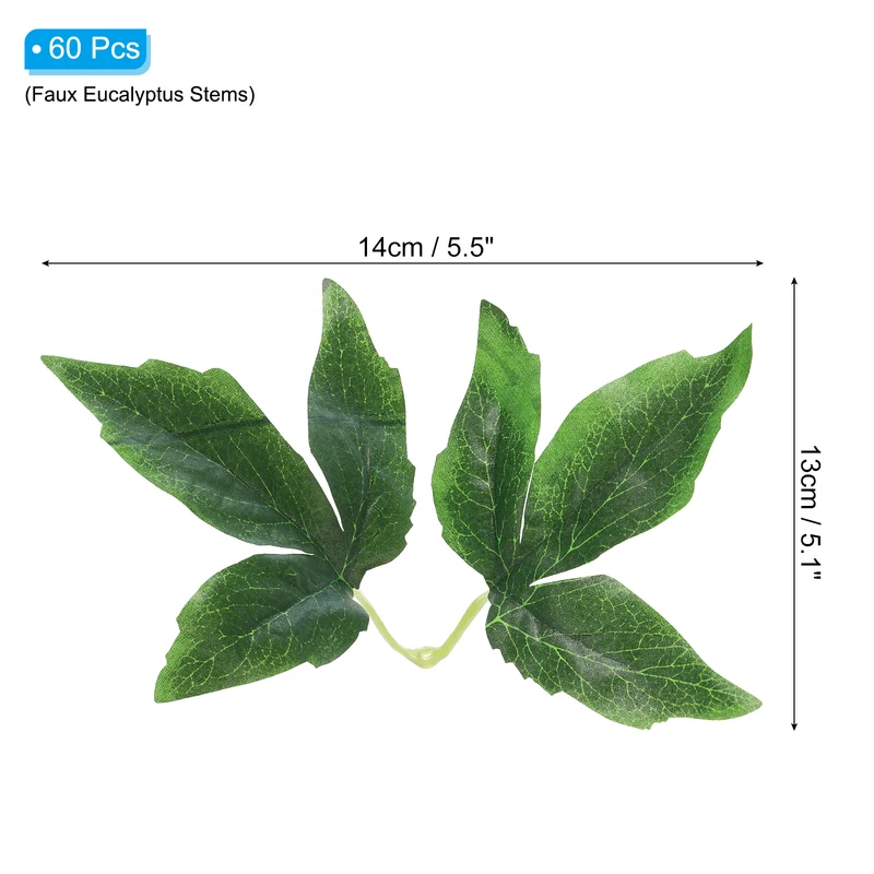 5.5x5.1" Artificial Green Leaves, 60 Pcs Bulk Greenery Leaves Fake Peony Leaves Fake Leaves for Wedding Bouquets Wreaths Decor