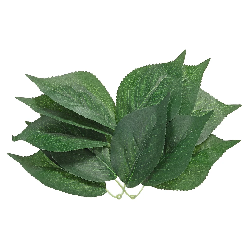 60Pcs 11x3.1" Artificial Green Leaves Bulk Greenery Fake Hydrangea Leaves