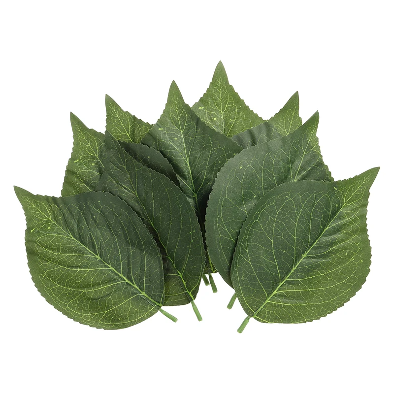 60Pcs 6.3x3.9" Artificial Green Leaves Bulk Greenery Fake Hydrangea Leaves