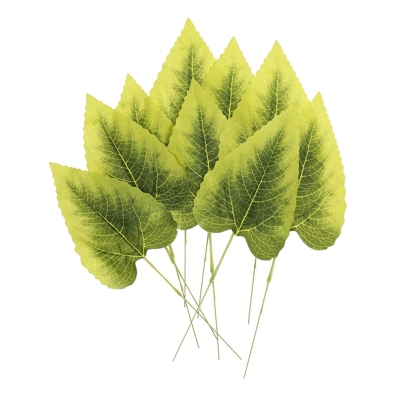 11x4.3" Artificial Green Leaves, 60 Pcs Bulk Greenery Leaves Fake Sunflower Leaves Fake Leaves for Wedding Bouquets Wreaths Decor