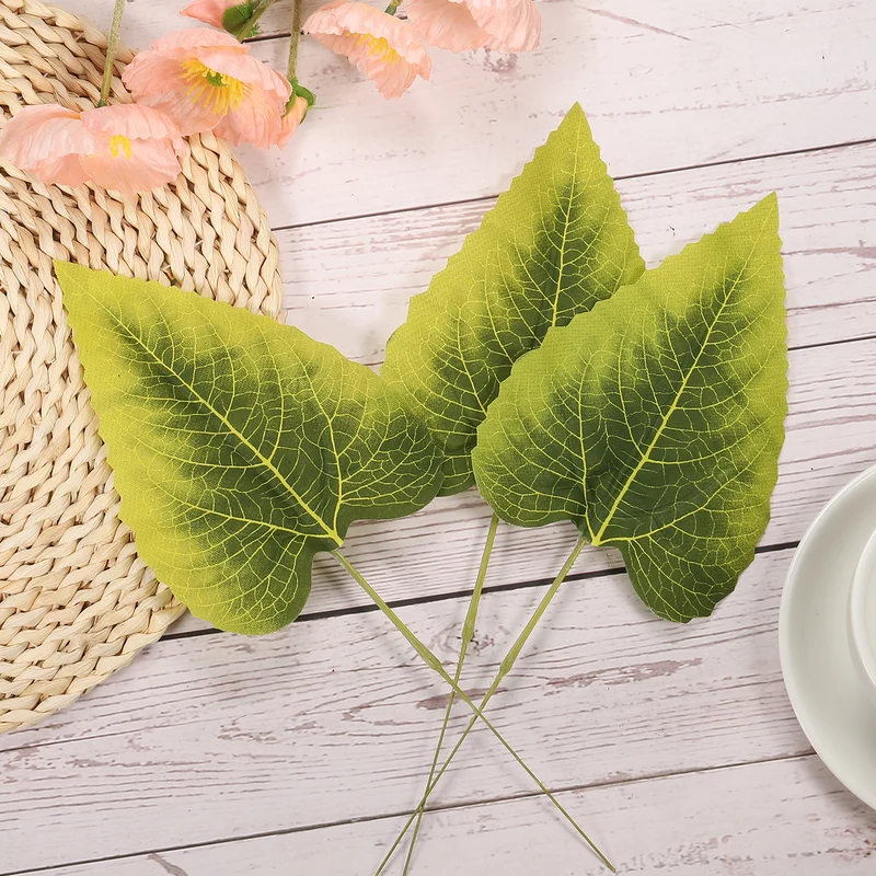 11x4.3" Artificial Green Leaves, 60 Pcs Bulk Greenery Leaves Fake Sunflower Leaves Fake Leaves for Wedding Bouquets Wreaths Decor