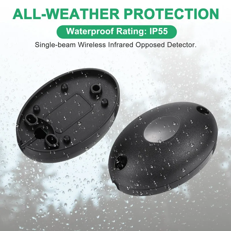 Garage Door Sensor, Wireless Single Infrared Gate Beam Photocell Sensor, 2 Set